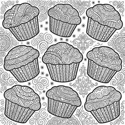 Unleash your creativity with this delightful coloring page featuring savory muffins adorned with intricate Zentangle patterns. Each muffin offers a unique design, perfect for a relaxing and engaging coloring experience.
