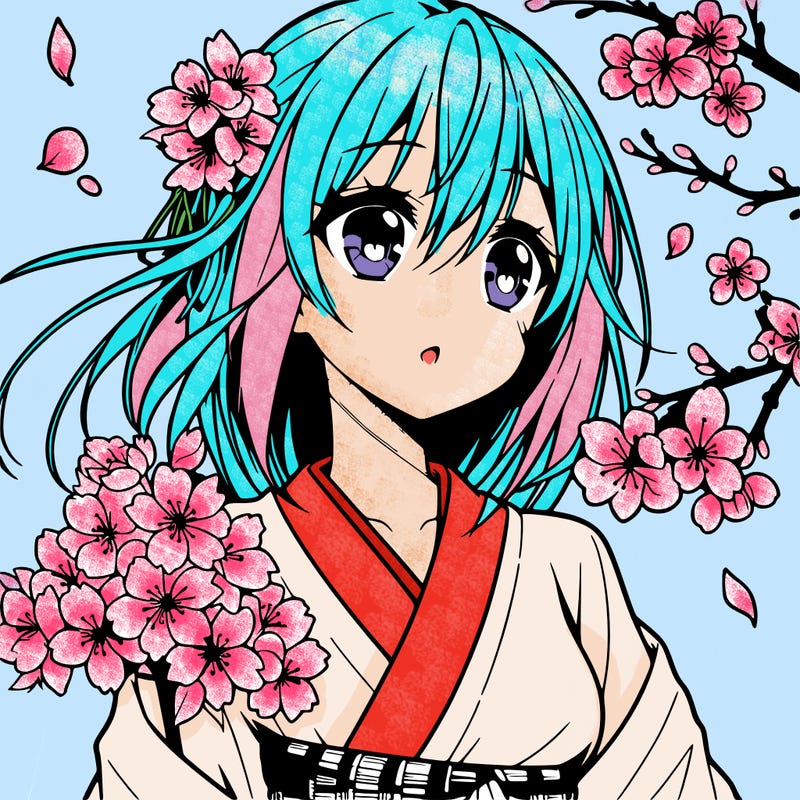 anime girl with cherry blossoms