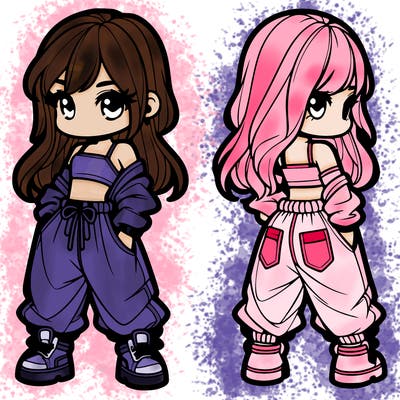 girl in crop top and baggy pants