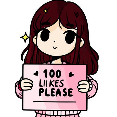 a girl holding up a sign saying 100 likes please