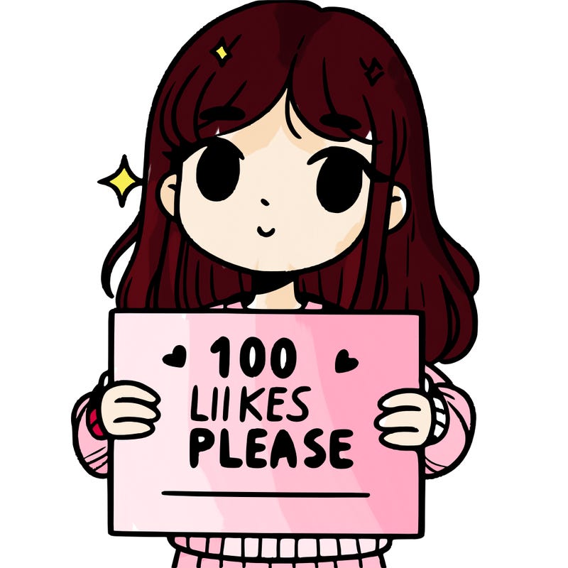 a girl holding up a sign saying 100 likes please