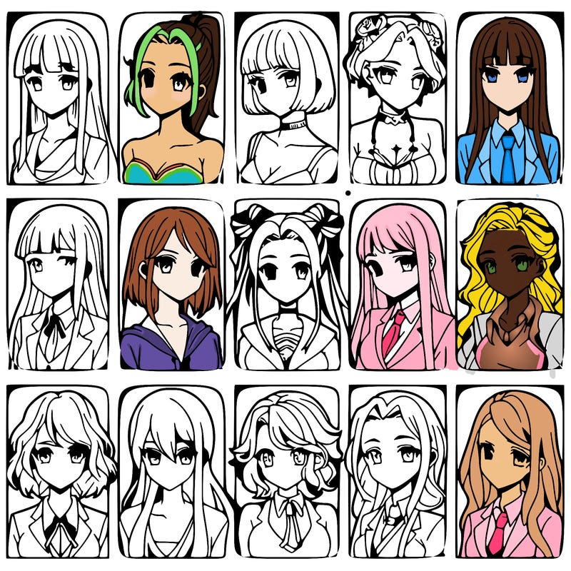 girls that look diffrent anime