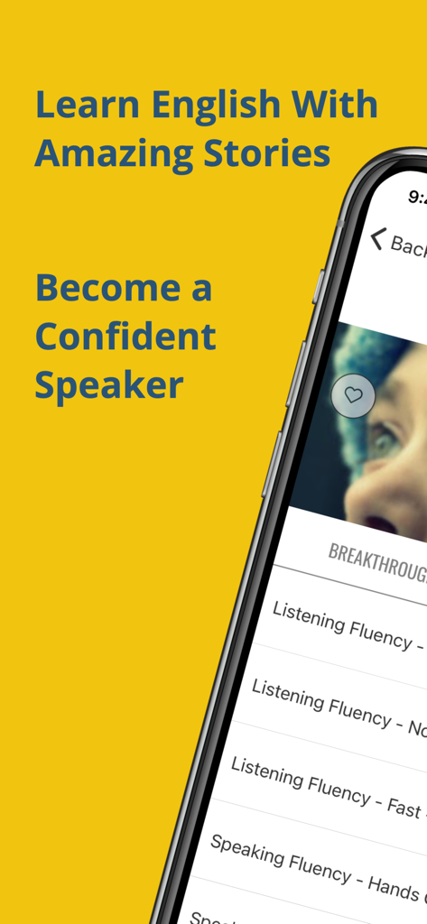 Deep English Learning - Deep English Learning app interface featuring story-based lessons for listening and speaking fluency.