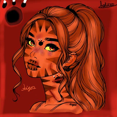 realistic girl with a ponytail on her hair and lips