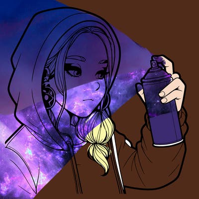 a realistic girl, spray painting