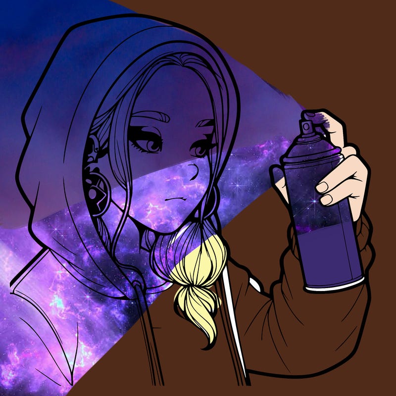 a realistic girl, spray painting