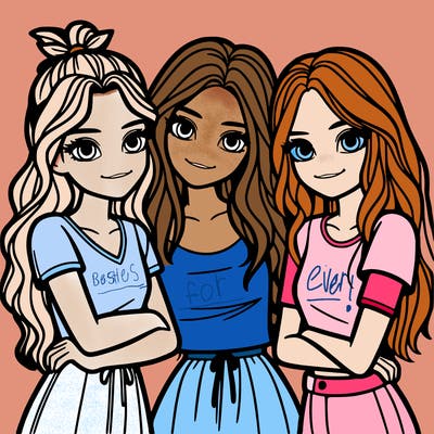 three girls together realistic