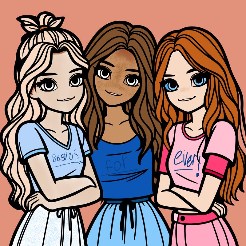 three girls together realistic