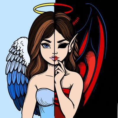 realistic angel half demon