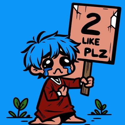 small poor toddler crying with sign that says 2 like plz