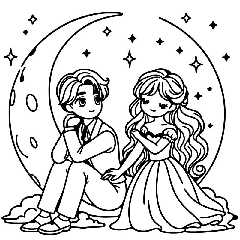 man and woman in love under the moon