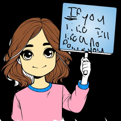 realistic girl holding up a sign