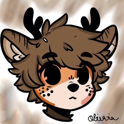 a humanoid deer with soft fluffy ears