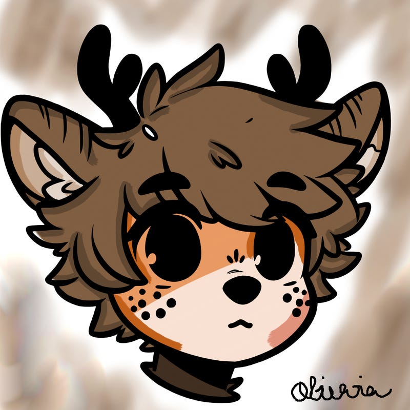 a humanoid deer with soft fluffy ears