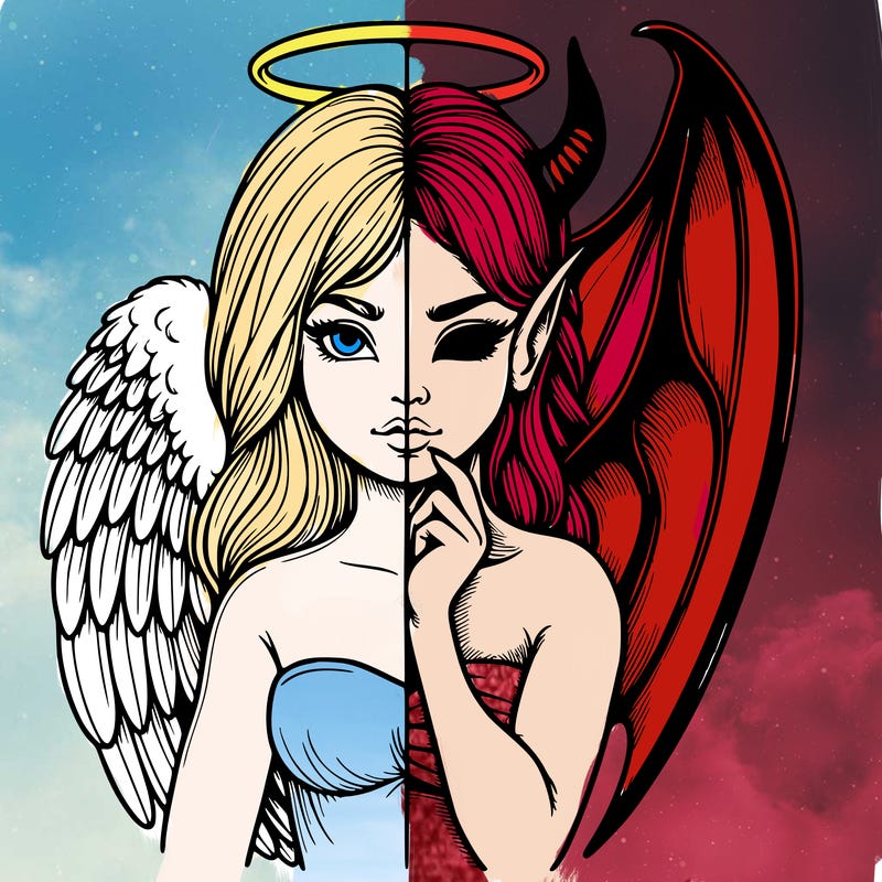 realistic angel half demon