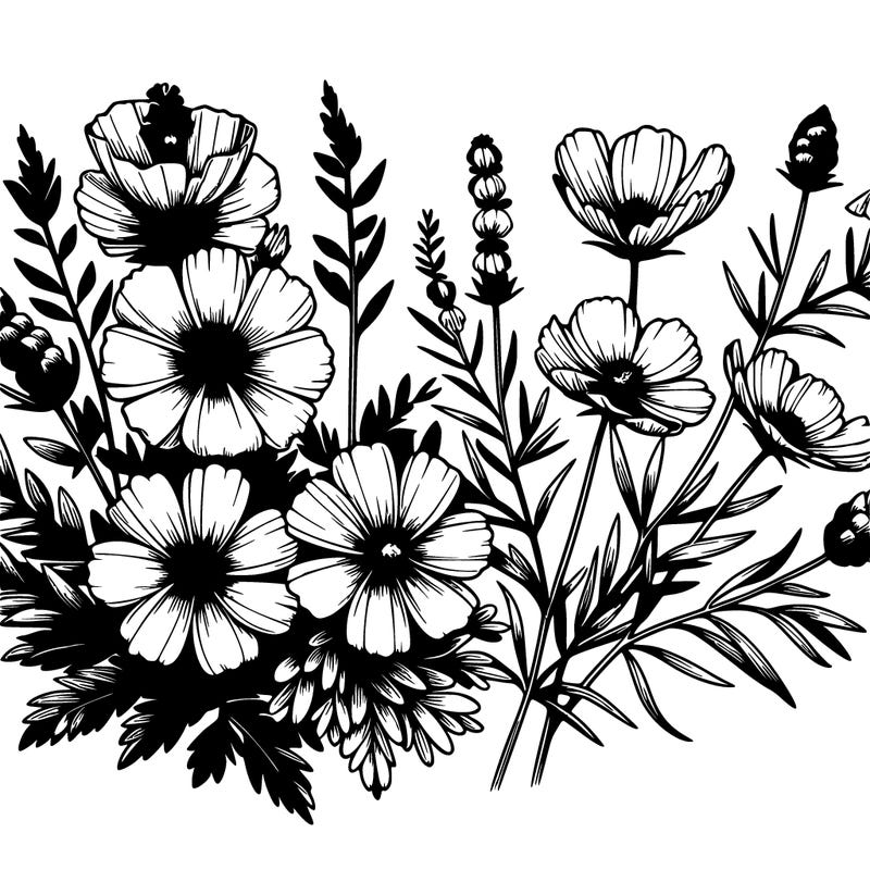 beautiful wildflowers realistic