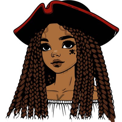 realistic girl with box braids and i realistic pirate hat