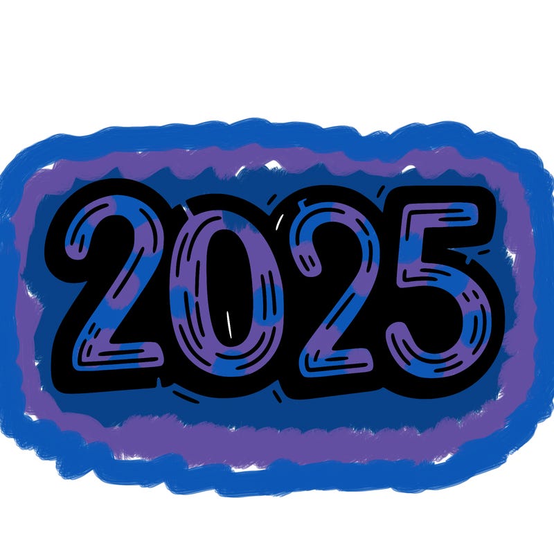 one line scrawled numbers sketch design “2025”
