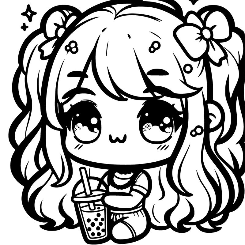 kawaii girl with boba