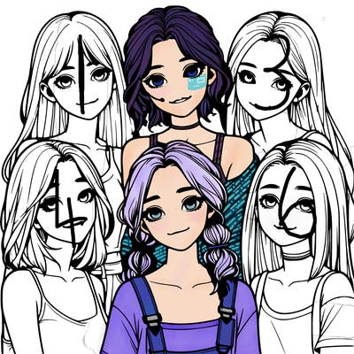 a group of girls realistic