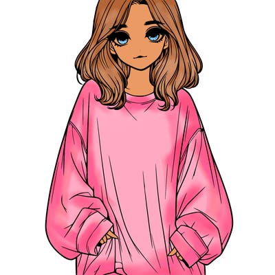 realistic girl in oversized shirt