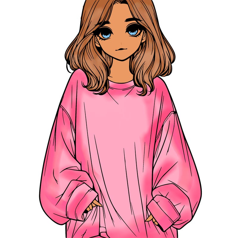 realistic girl in oversized shirt