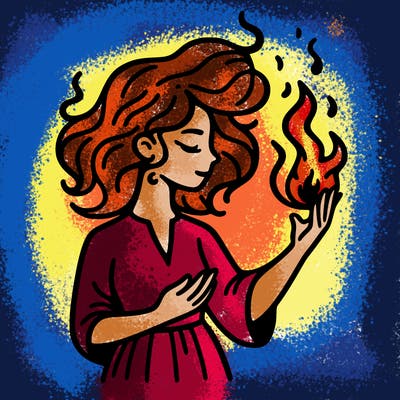 woman with fire