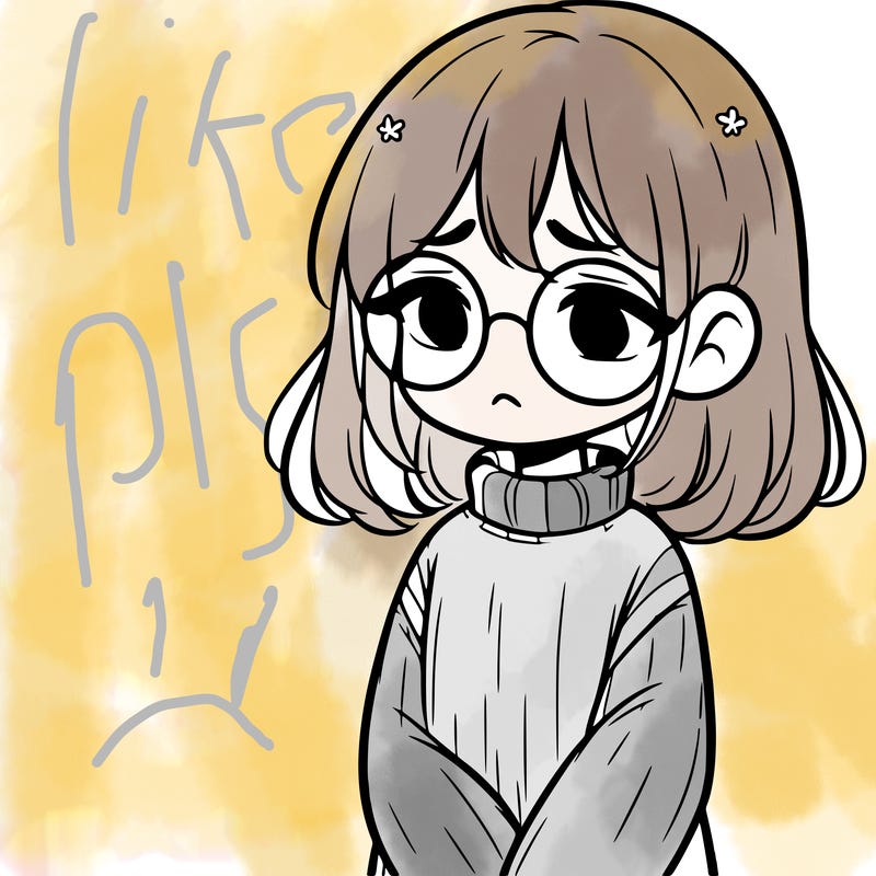 sad girl with glasses in a sweater