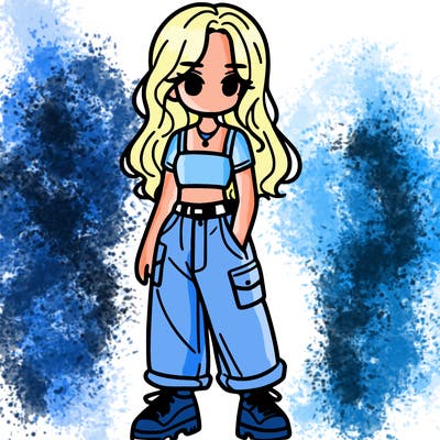 girl in crop top and baggy pants