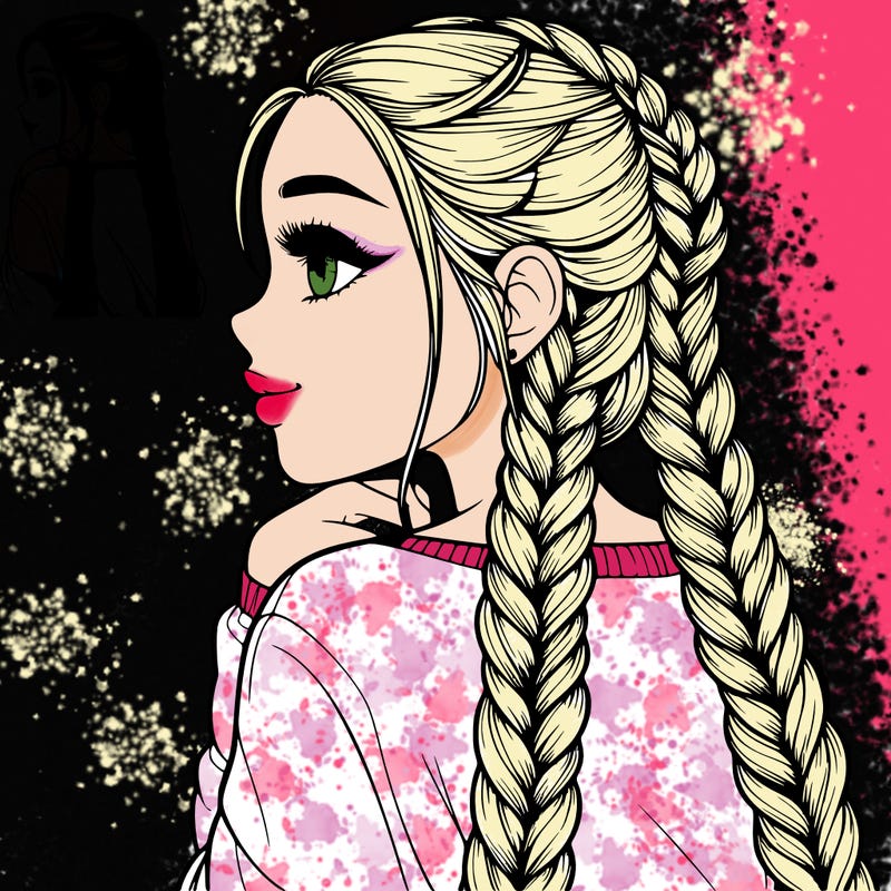 realistic girl with long braids