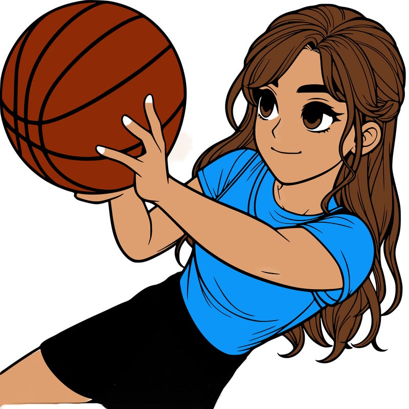 realistic girl playing basketball