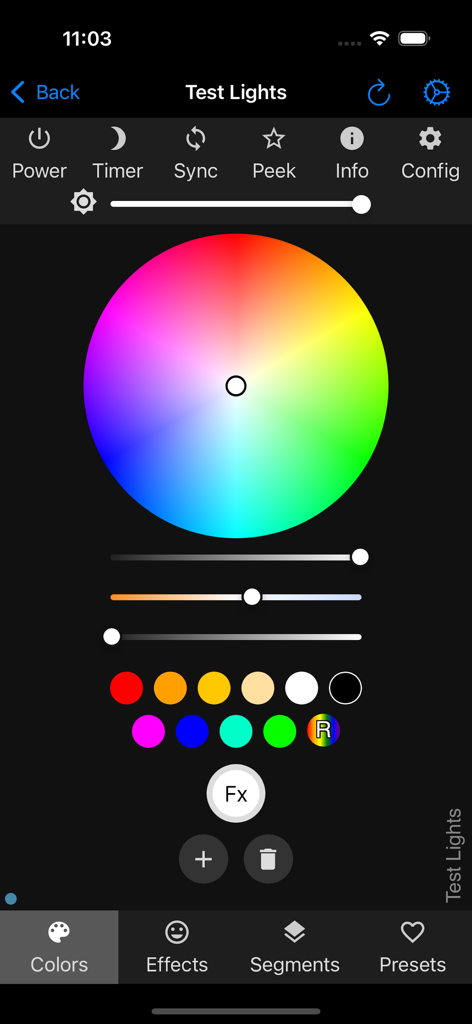 Glow Permanent Lighting - Glow app interface for choosing custom lighting colors using a color wheel