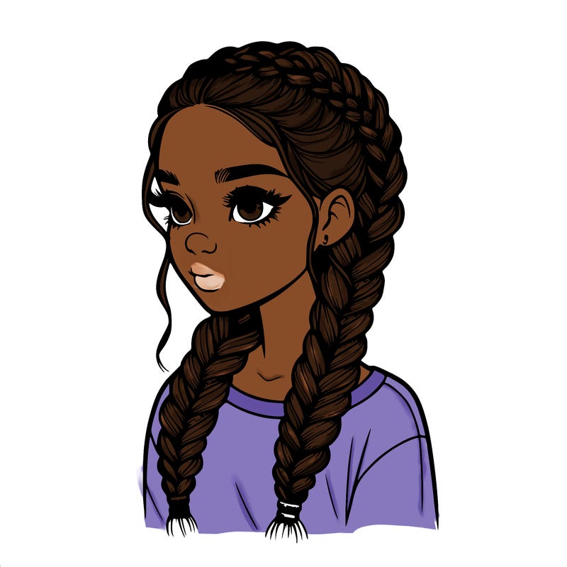 realistic girl with braids