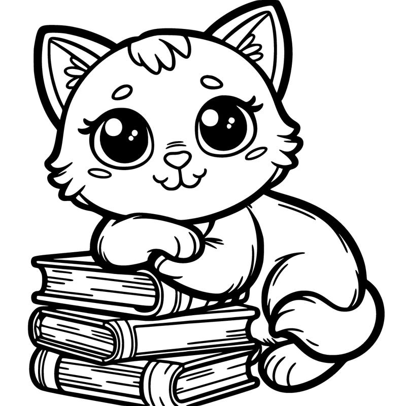 a cat on books