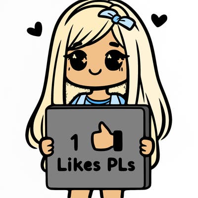 girl holding a sign saying 10 likes pls