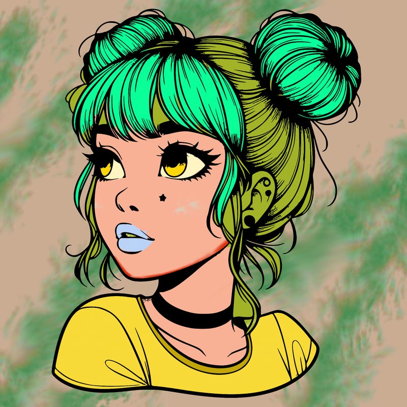 realistic girl with spacebuns