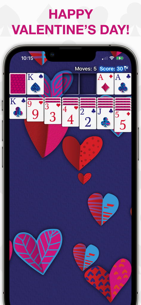 Real Solitaire Pro - Real Solitaire Pro gameplay featuring a Valentines Day heart theme