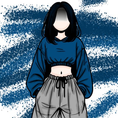 realistic girl faceless with baggy pants and a crop top