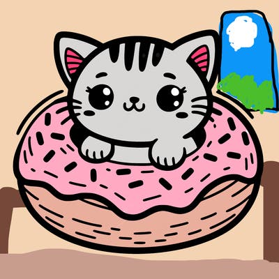 a very cute cat in a donut