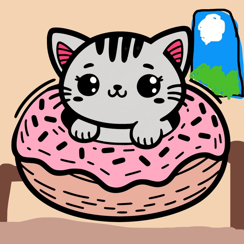 a very cute cat in a donut