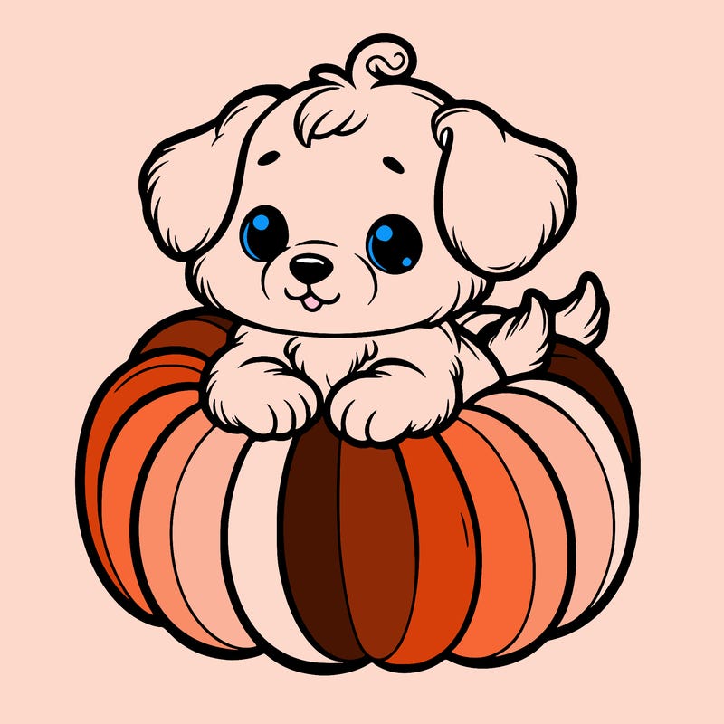 cute little puppy in a pumpkin