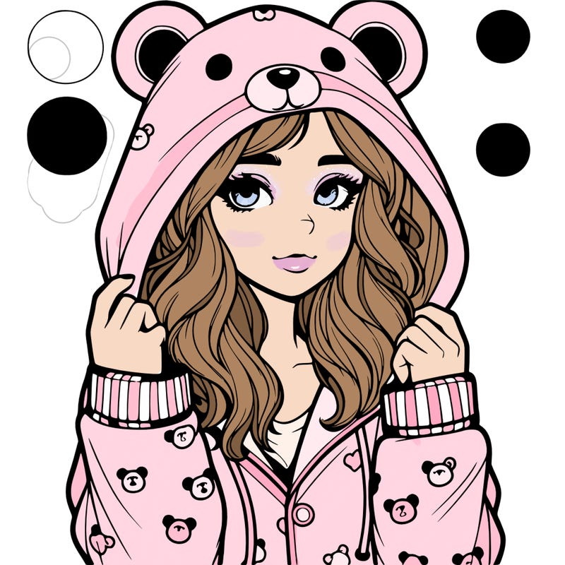 realistic girl in a animal pjs hoodie