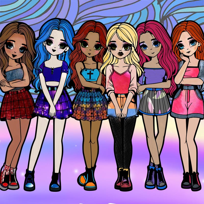 a group of girls realistic