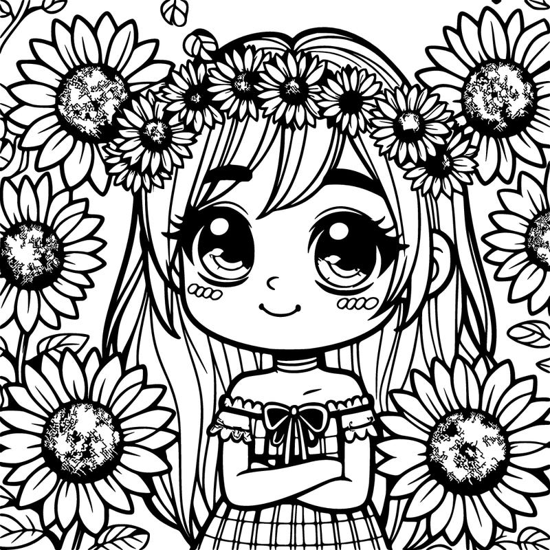 girl with sunflowers