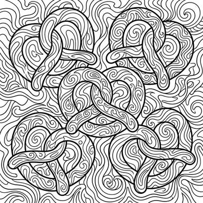 Explore a mind-bending world where classic pretzels meet vibrant psychedelic patterns in this unique coloring page. Get ready to transform these trippy designs with your wildest color palette.