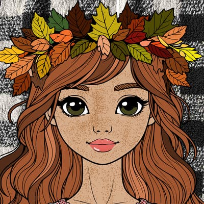 realistic girl with fall leaf crown