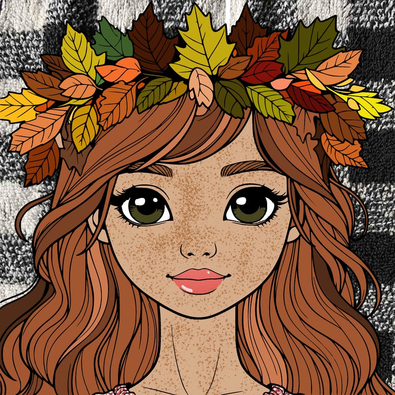 realistic girl with fall leaf crown