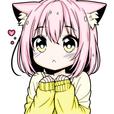 shy anime catgirl
