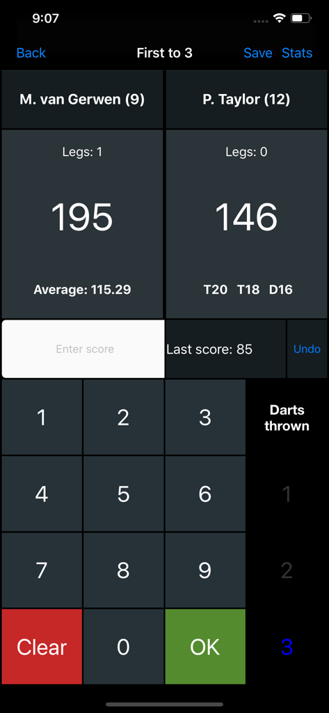 Darts Scoreboard X01 - Darts Scoreboard X01 match interface with scores and checkout suggestions