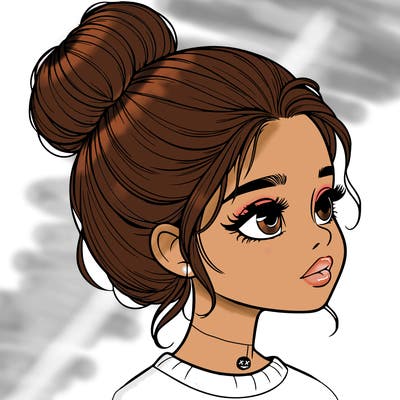 realistic girl with bun